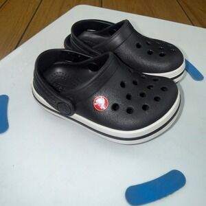 Crocs Toddler Crocband Clog Black White Sporty Sandals Size C5 204537-001